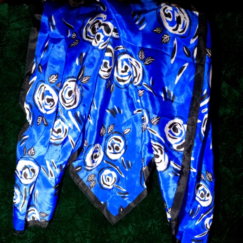 Scarf-1 blue and white floral scarf